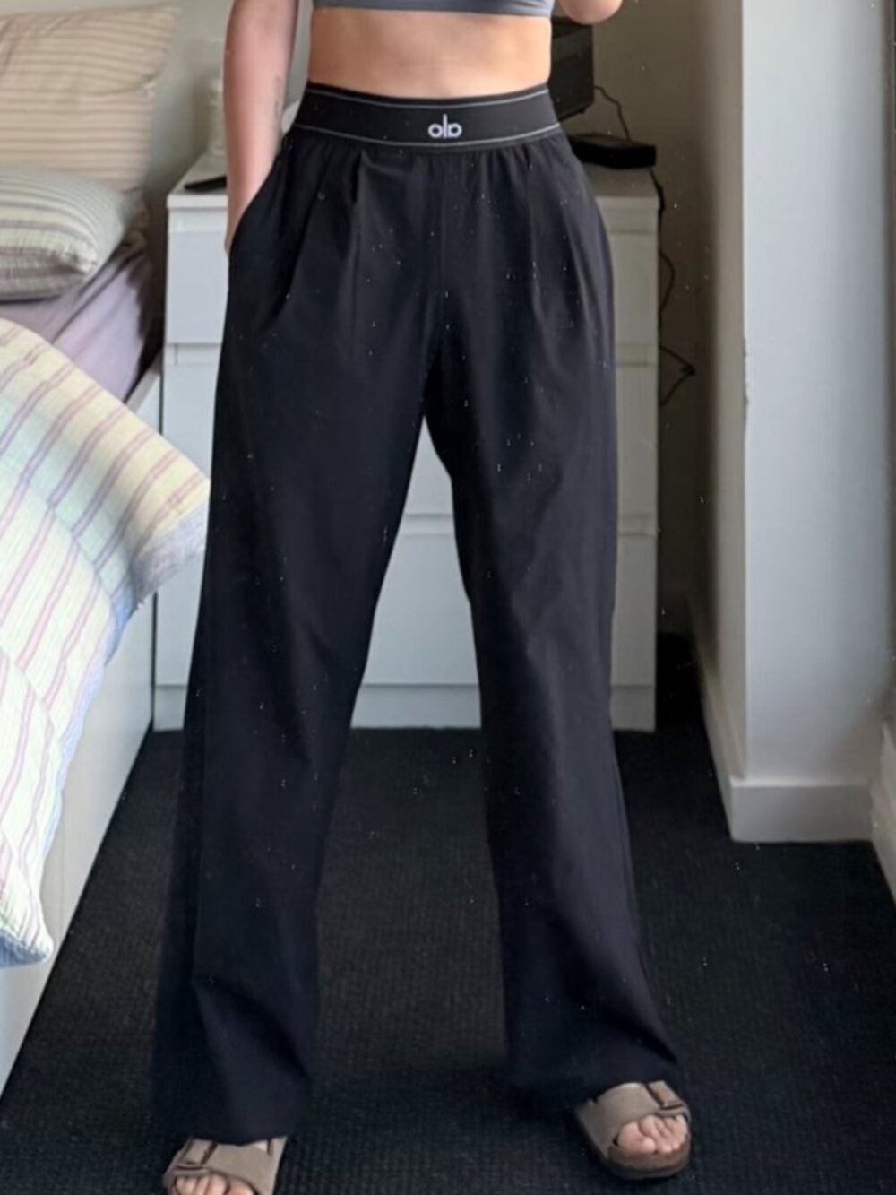 🌺Alo Yoga Regular Suit Up Trouser Black - Casual Loose Fit Pants💖